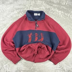 Bugle Boy Golf Polo Men's Blue Burgundy Sweater Collared Vintage Size Medium